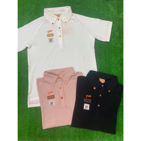 《P'MAS×Karl Helmut》ワッフルラグランポロシャツ