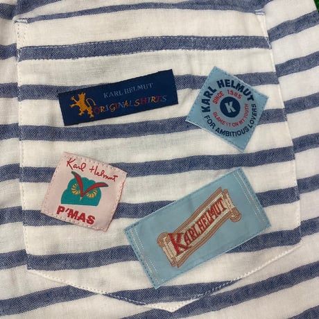 【P’MAS×Karl Helmut】先染めボーダードットダブルガーゼハーフパンツ