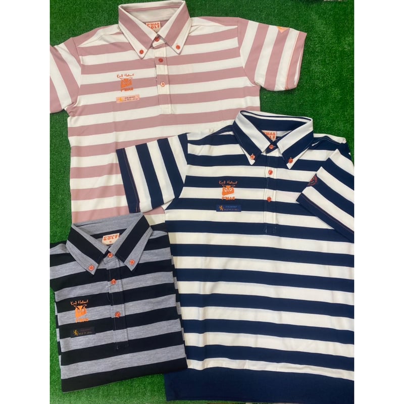 P'MAS×Karl Helmut》リブ付きボーダー柄ポロシャツ | P'MAS GOLF