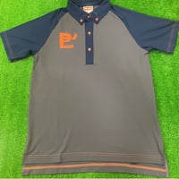 日本製ラグランポロシャツ(チャコール×ネイビー)