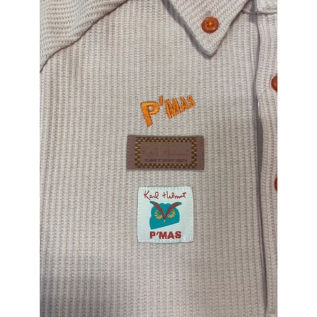 《P'MAS×Karl Helmut》ワッフルラグランポロシャツ