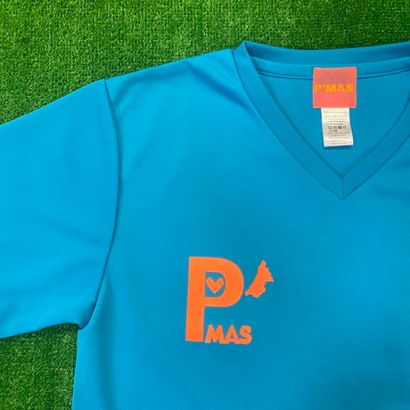 Pロゴ　ドライVネックTシャツ(ターコイズ)