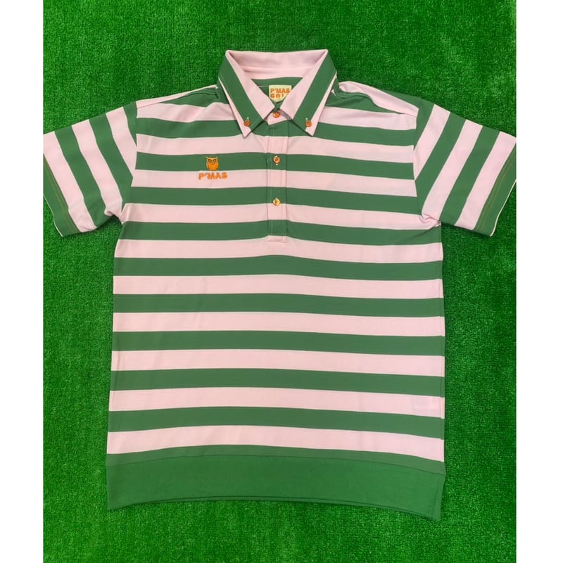 裾リブボーダーシャツ(ピンク×グリーン) | P'MAS GOLF