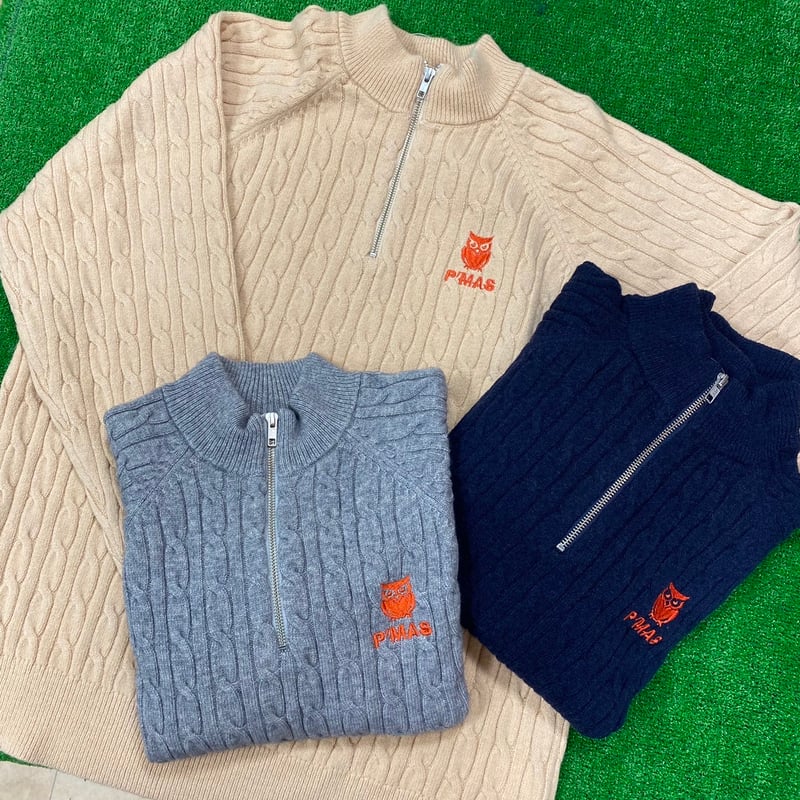 ケーブルニットハーフジップ | P'MAS GOLF