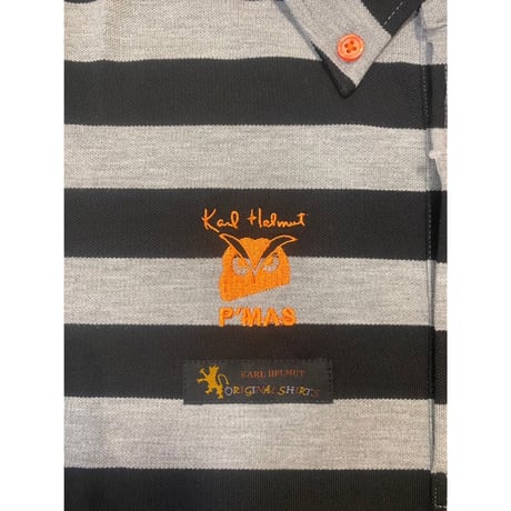 《P'MAS×Karl Helmut》リブ付きボーダー柄ポロシャツ