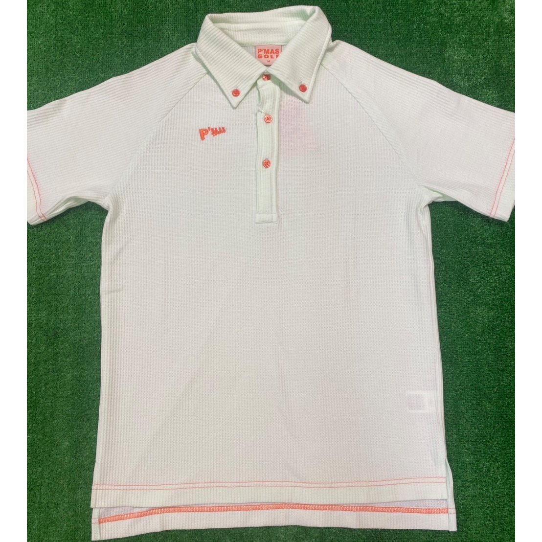 8 YARDS. ポロシャツ ホワイト/ライム ワッフルポロシャツ(ライムグリーン) | P'MAS GOLF