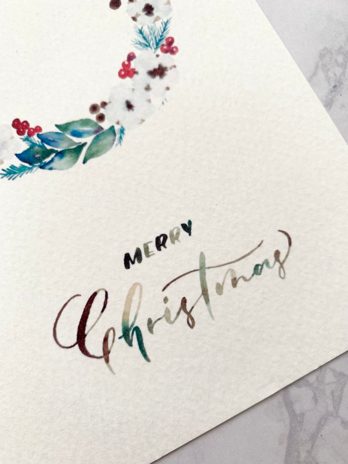 水彩クリスマスリース ポストカード | natsuki lettering art