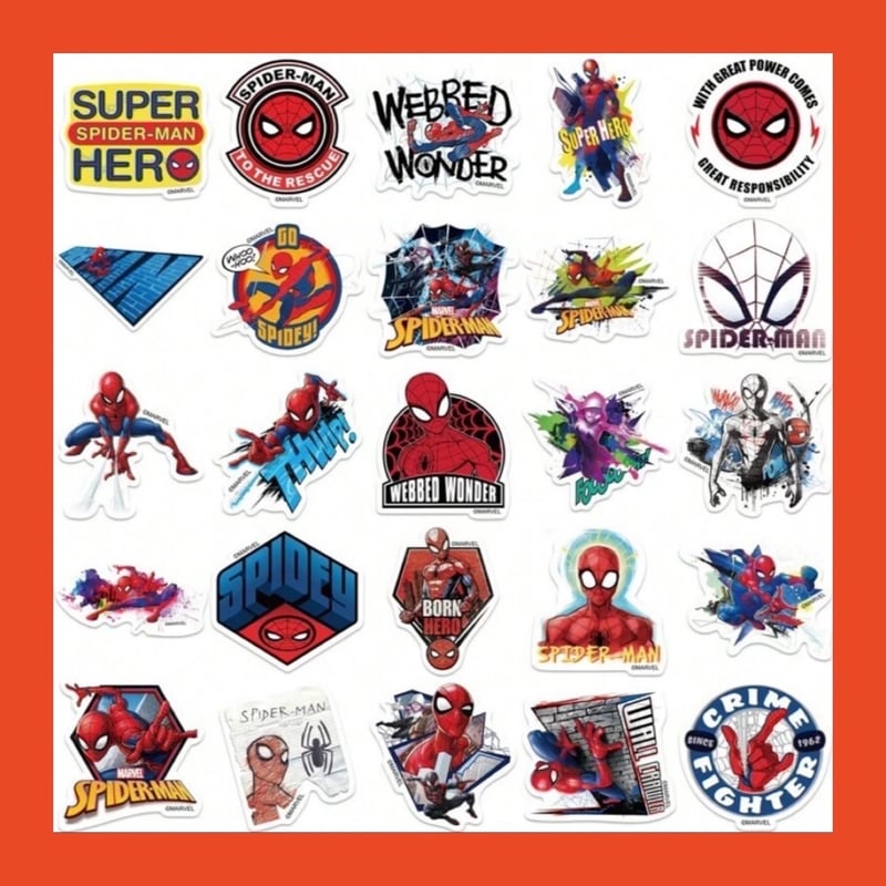 MARVEL マーベル SPIDER-MAN スパイダーマン　ウォールステッカー MARVEL スパイダーマン 防水ステッカー 10枚1セット【マーベル