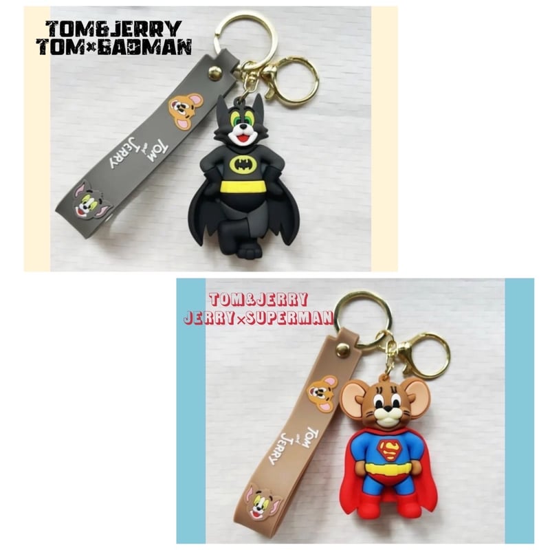 TOM&JERRY スーパーマン バットマン コラボ キーホルダー キーリング