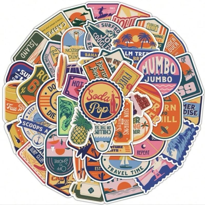 アメリカン 70年代 ステッカー【レトロステッカー】10枚1セット