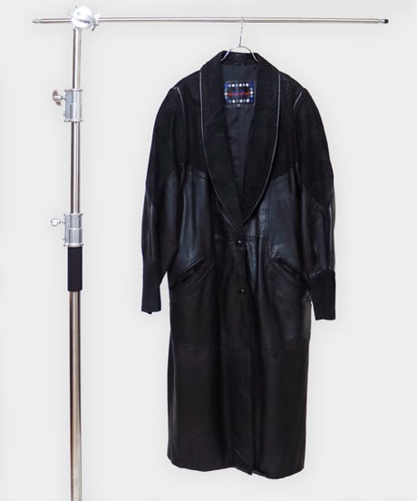 Switching Leather Long Coat