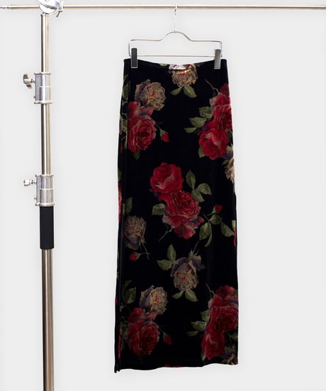 Rose Printed Velvet Skirt