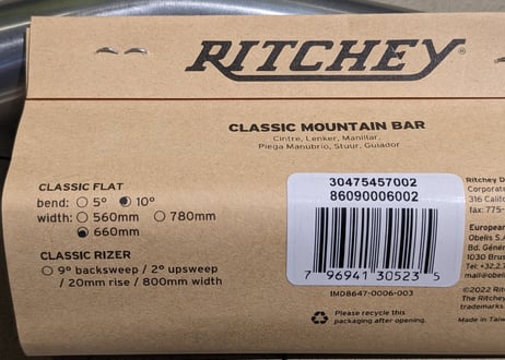 【新品】RITCHEY CLASSIC FLAT10 ハンドル シルバー CLASSIC MOUNTAIN BAR
