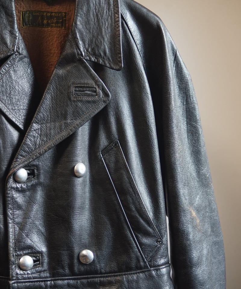 1940s〜1950s レザージャケット 1940~50s Italian Double breasted motorcycle lea