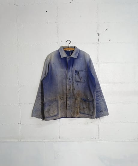1960s French faded blue work jacket made in Vietnam “Lotus”