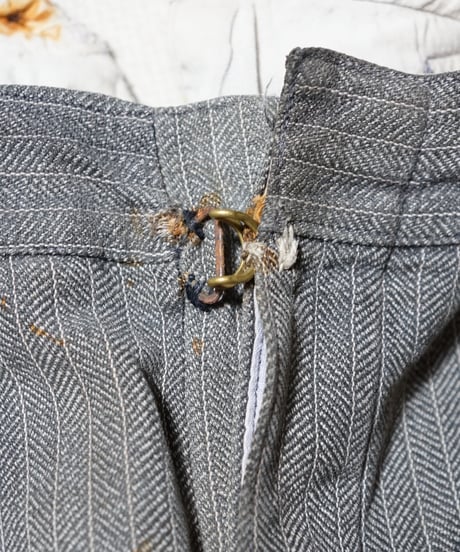 1930~40s French black chambray herringbone work pants