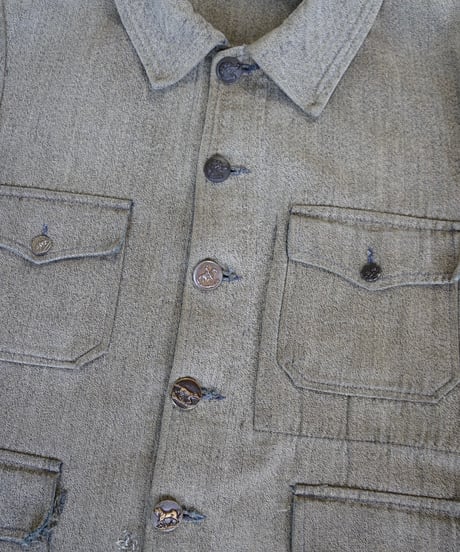 1940s French black chambray hunting jacket