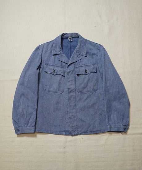1950s Switzerland blue chambray work jacket