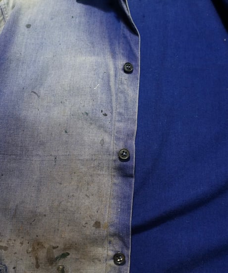1960s French faded blue work jacket made in Vietnam “Lotus”