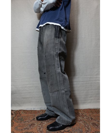 1940s French cotton stripe work pants
