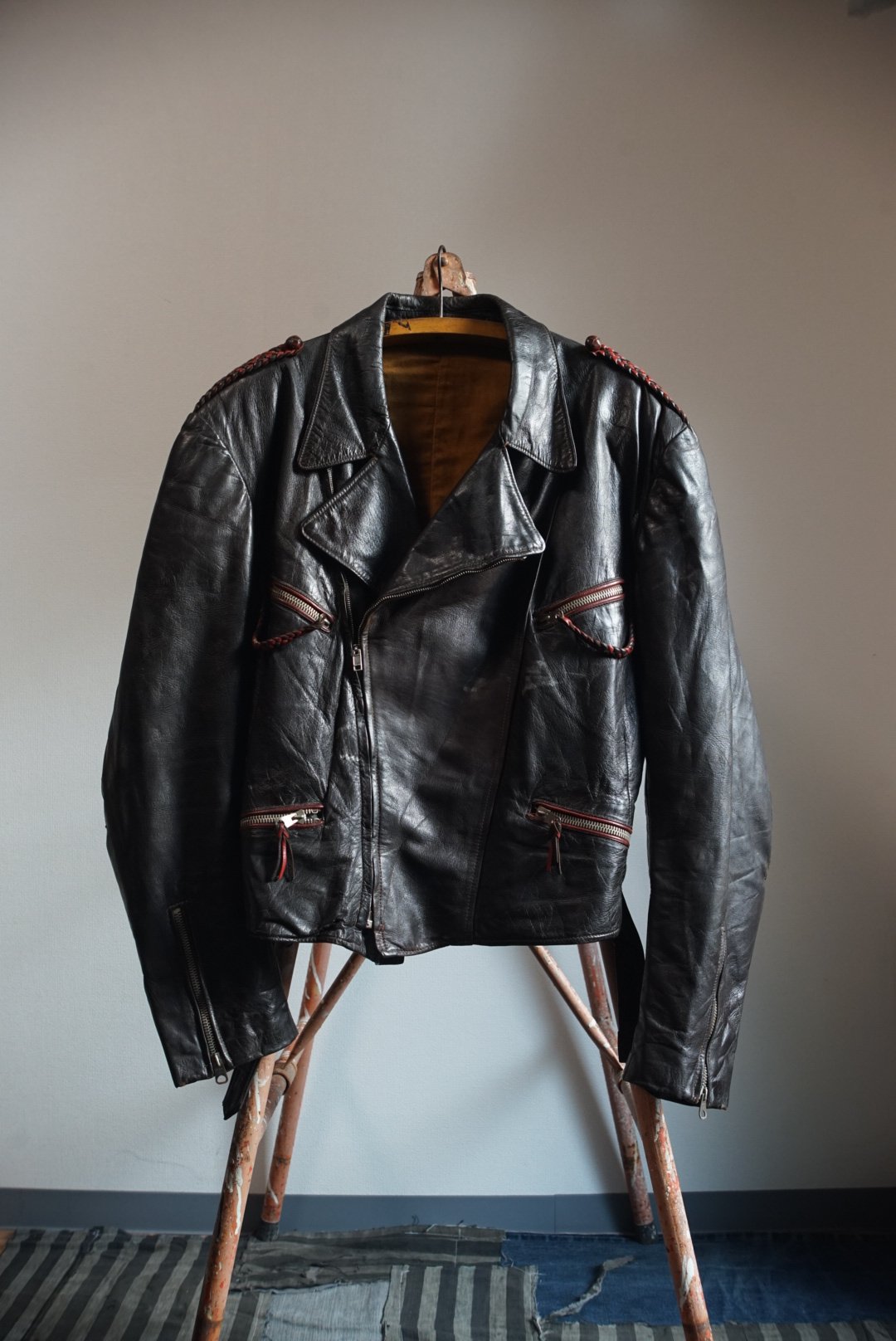1940s German army motorcycle leather jacket | l