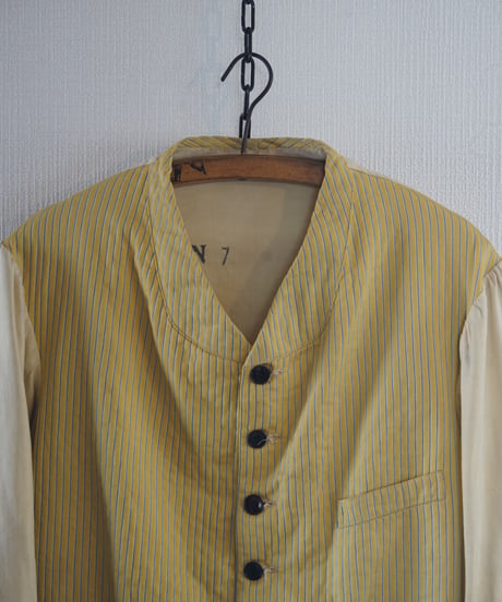 1930s French yellow×white servant jacket