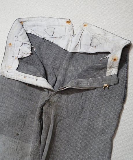 1930~40s French black chambray herringbone work pants
