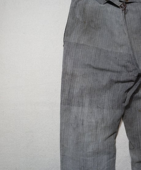 1930~40s French black chambray herringbone work pants