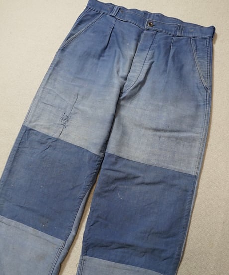 1950s French blue light moleskin work pants