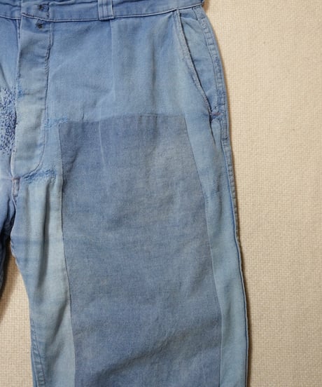 1960s French cotton twill boro work pants