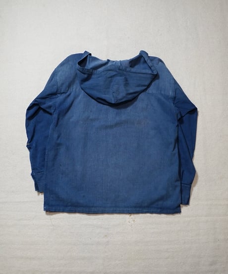 1960s French cotton serge hooded work smock