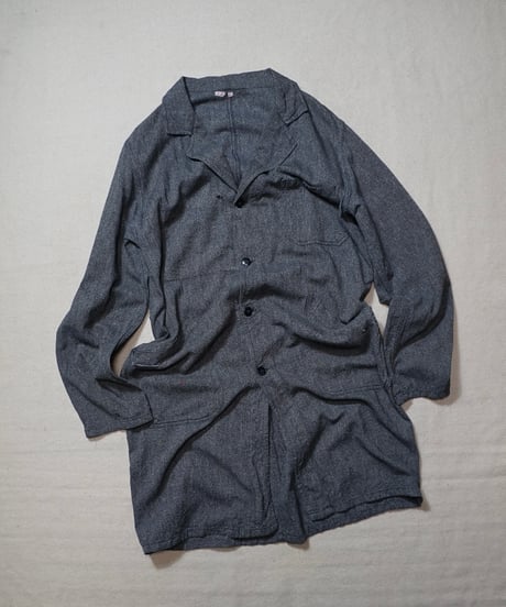 1960s French black chambray light atelier coat