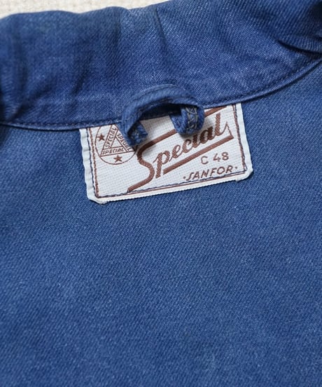 1960s Swedish PVC switching blue work jacket