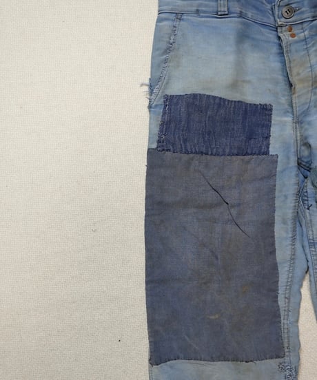 1950s French patchwork blue moleskin pants
