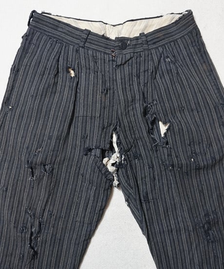 1950s French wool stripe slacks “boro boro”