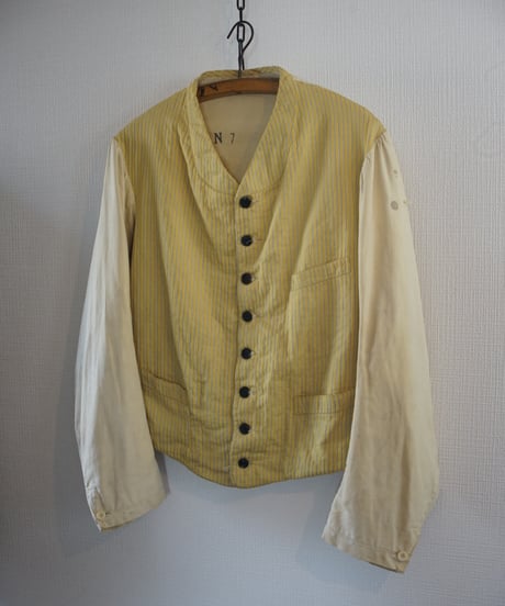 1930s French yellow×white servant jacket