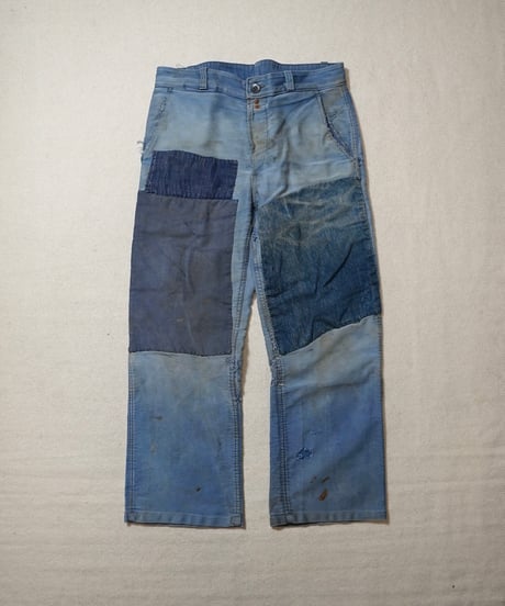 1950s French patchwork blue moleskin pants