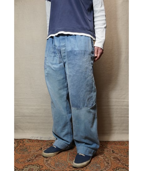 1960s French cotton twill boro work pants