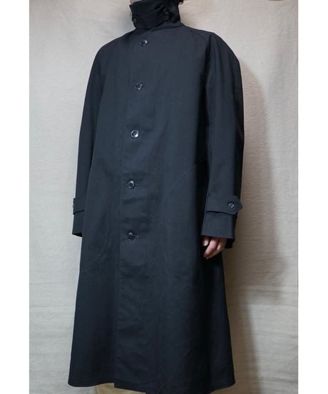 1950s French black rubberized raincoat