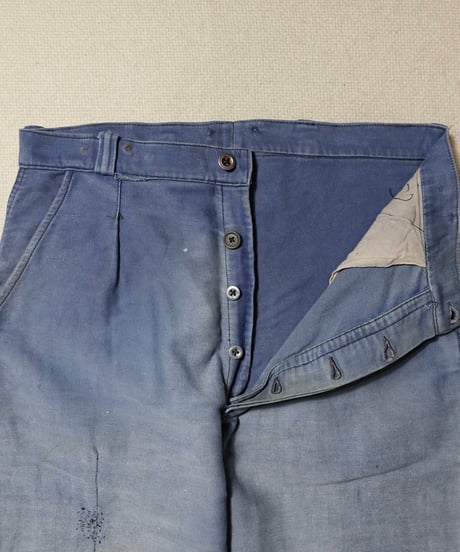 1950s French blue light moleskin work pants
