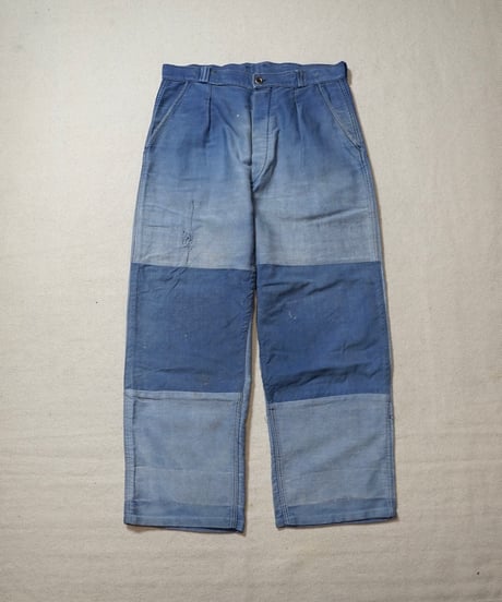 1950s French blue light moleskin work pants