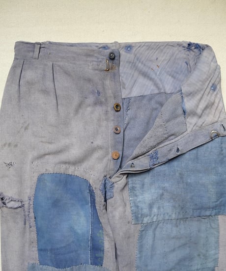 1940~50s French patchwork cotton work pants