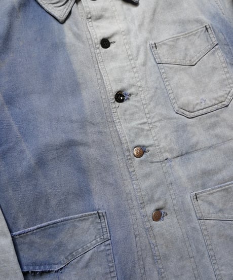 1950s French cotton twill blue work jacket