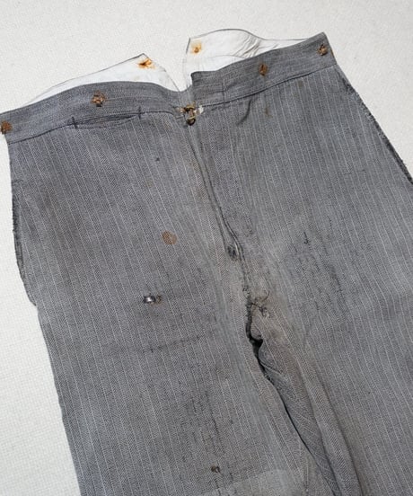 1930~40s French black chambray herringbone work pants
