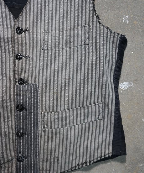 1940s French cotton stripe work gilet “pact work”