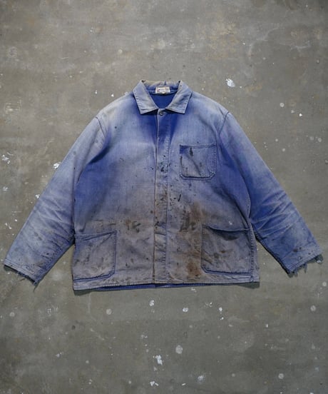 1960s French faded blue work jacket made in Vietnam “Lotus”