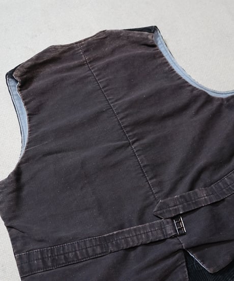 1940~50s French black corduroy famers work gilet