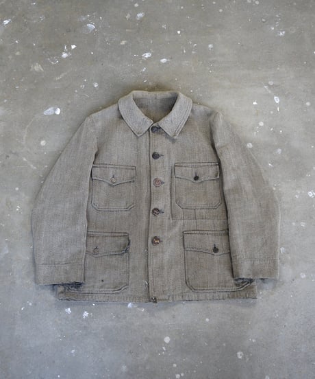 1940s French black chambray hunting jacket