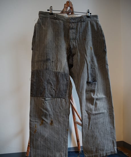 1950s French cotton stripe work trousers”boro”