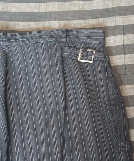 1940~50s French wool×cotton stripe slacks